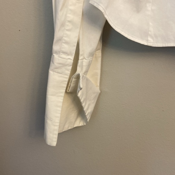 Lafayette 148 New York White Ruched Front Button Hook Collar Shirt Sz 8 - Picture 4 of 6